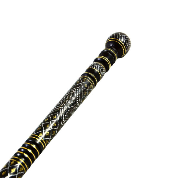 The luxurious sheikh’s crutch is made of ebony wood and inlaid with white and yellow brass
